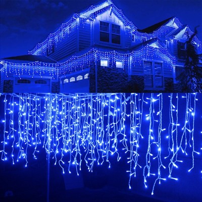 Instalatie LED tip franjuri 8m, de exterior, lumina alba cald/albastru