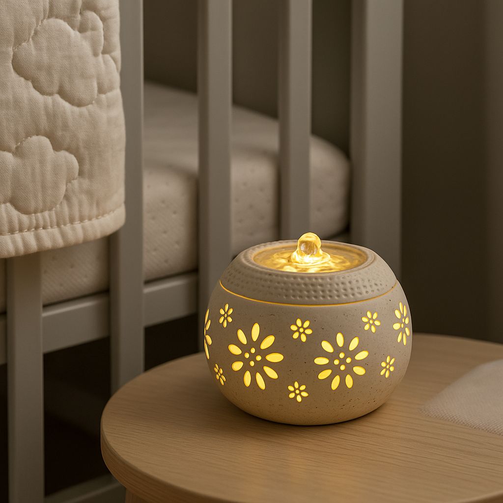 Fântână decorativă perforată cu lumină caldă LED - imagine 3